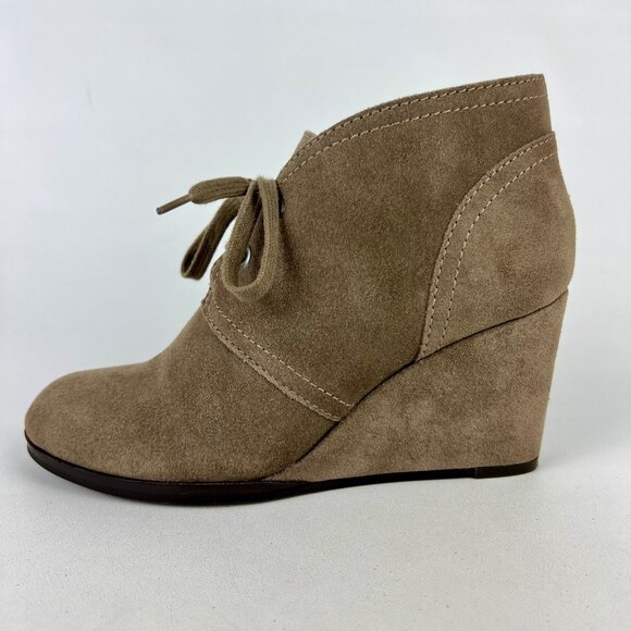 Lucky Brand Womens Seleste Suede Lace Up Wedge Bootie Taupe Beige size 8 - Picture 7 of 16